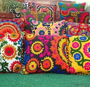 Suzani Cushion Cover Cotton Embroidered Cushion <b>Vintage</b> Cushion Cover Home Decorative Pillow Case - Product Image 2