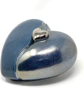 Urna Conmemorativa de Dos Tonos en Negro y Azul con Mini Corazón para Cenizas, Corazón para Cenizas Funerarias de Metal Latón/Aluminio - Product Image 6