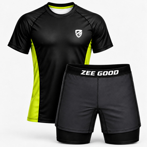 Nuevo Conjunto de Rashguard y Pantalones Cortos de Compresión para Hombre Adulto, Transpirable, para BJJ, MMA, Gimnasio, Entrenamiento, Fitness y Deportes - Product Image 1