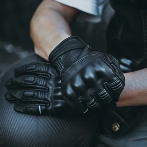 Gants de moto en cuir véritable brillant pour hommes et femmes, gants de protection respirants pour motards, vêtements de course pour les mains - Product Image 5