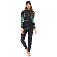 Maillot de bain musulman imprimé grande taille 2 pièces à manches longues, burkini islamique modeste, séchage rapide, ensemble de plage – Collection 2026 (Prix de gros)