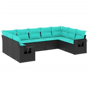 Conjunto de Sofás Plegables Grandes para Patio, Jardín, en Ratán Sintético Negro - Product Image 2