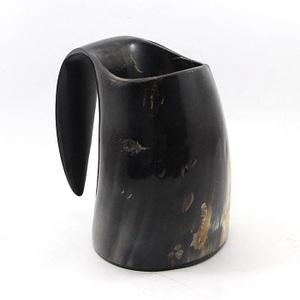 F S INTERNATIONAL Tasse en corne de buffle faite à la main, style américain, avec poignée polie, écologique, emballage personnalisé, pour vin, bière, fête - Product Image 3