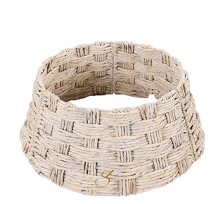 Whitewashed Water Hyacinth <b>Christmas</b> <b>Tree</b> Collar Detachable Woven Xmas <b>Tree</b> <b>Base</b> Ring Cover <b>For</b> Holiday Decoration - Product Image 3