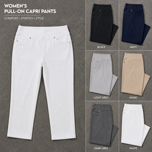 Women's UV Protection Golf Capris Elastic Waist Lightweight Quick Dry Performance Crop Pants Slim Fit 4-Way Stretch - Product Image 3
