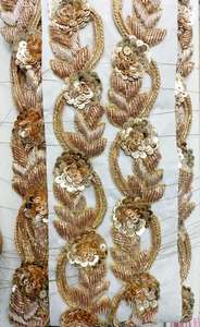 Ribete de encaje de organza 100% algodón, bordado a mano, ecológico, de lujo y elegante, para prendas, saris y dupattas. - Product Image 2