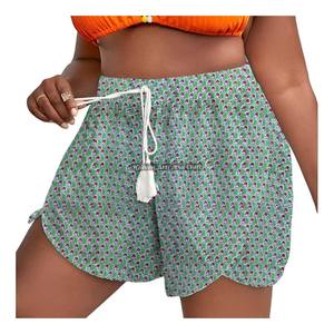 Pantalones Cortos de Algodón de Lujo con Estampado a Mano, Cintura Elástica con Cordón, Ropa Casual de Verano para Mujer, Ideal para Vacaciones en la Playa - Product Image 6
