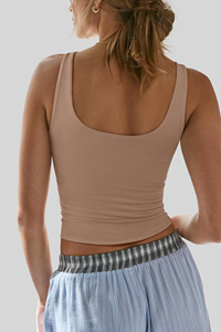 Camiseta sin mangas acanalada para mujer, a la moda, con doble forro, cuello en V, informal de verano, básica, 2026, moderna, para hacer ejercicio o salir. - Product Image 5