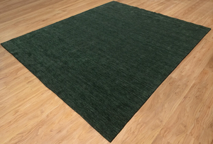 Tapis en laine Gabbeh fait main vert forêt, tapis minimaliste pour salon et chambre, tapis doux en fibres naturelles - Product Image 2