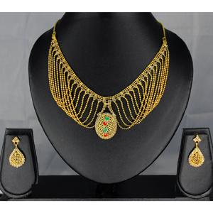 Collar con pendientes conjunto de joyas chapado en oro de latón puro de alta calidad UAE Dubai collar diseño collar conjunto de joyas - Product Image 3