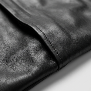 Chaleco de cuero genuino negro premium para hombre, chaleco de motociclista sin mangas con bolsillos con cremallera y cuello alto - Product Image 4