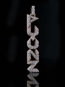 Rapper Design 925 Sterling <b>Silver</b> Rose Gold Plated Hip Hop Rappers Jewelry Bezel Setting VVS Moissanite <b>Initial</b> Letter Name - Product Image 1