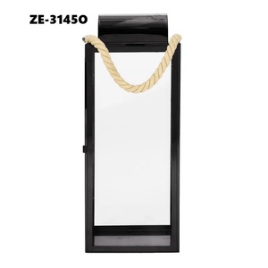 Zahid Export ZE-3145O Black Wood Handmade <b>Lantern</b> Rope Handle Home Decoration Multi-Layer Wedding Candle Holder <b>Set</b> Die-Cut - Product Image 1