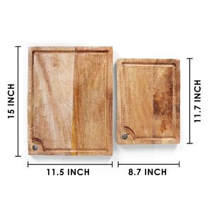 Planche à découper en bois d'acacia rectangulaire, épaisse, durable, surface sûre pour les couteaux, idéale pour la découpe, le service et l'utilisation quotidienne en cuisine - Product Image 4
