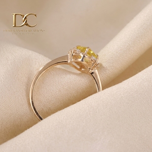 Bague de mariage de luxe en or massif 14 carats avec diamant de laboratoire certifié et saphir jaune, cadeau spécial de luxe pour femme, bijoux fins - Product Image 6