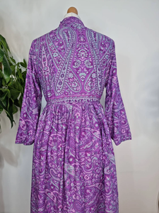 Vestido Midi Paisley Floral Estampado de bloque indio Algodón transpirable Elegante Cómodo Verano Ropa de día Casual con cintura natural - Product Image 5