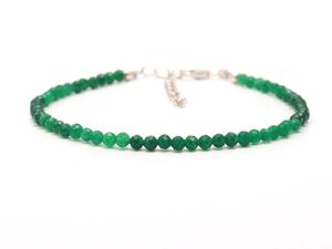 Bracelet en onyx vert naturel facetté, perles rondes, 3 mm, fait main, délicat, pour femmes et hommes, bijoux de qualité supérieure - Product Image 2