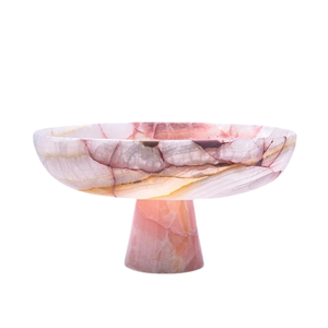 Bol sur piétement en résine finition marbre rose, fait main, durable et poli, pour servir des aliments, des salades et des présentations décoratives – En promotion - Product Image 1