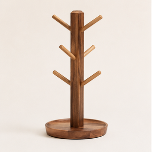Soporte de Madera Maciza Premium para Tazas, Estilo Rústico con 6 Ganchos, para Mostrador de Cocina, Organización, Decoración y Exhibición - Product Image 6
