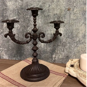 Unique pair of industrial-vintage accordion-style expandable <b>brass</b> 7-light candelabras with rosettes Available at wholesale rate - Product Image 4