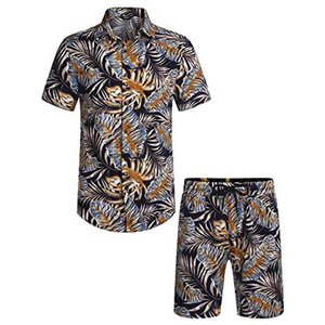 Hawaiian Beachside Beach Custom Logo Cotton Summer 2 Piece Polo Shirt & Cargo Shorts Set Breathable Quick Dry Men's Tracksuit - Product Image 2