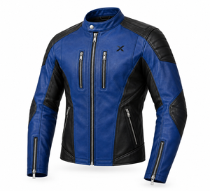 Blouson de moto en cuir Street Racer |   Bleu Noir Rouge Vert |   Fabricant OEM ODM |   Qualité supérieure | - Product Image 3
