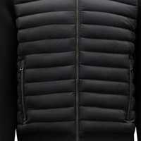 Blouson matelassé noir pour homme à col montant, fermeture éclair, coupe-vent, décontracté, hiver, coupe ajustée, rembourrage en polyester