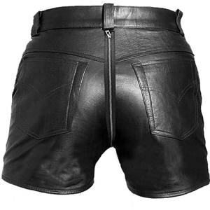 Nouveau style, design unique, short en cuir de vachette pour homme, style streetwear, nouvelle couleur unie, coupe slim 2026 - Product Image 4