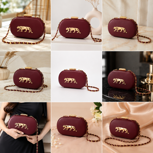 Burgundy Evening <b>Clutch</b> Bag Chain Strap Magnetic Closure Acrylic Party Purse for <b>Wedding</b> Banquet - Product Image 5