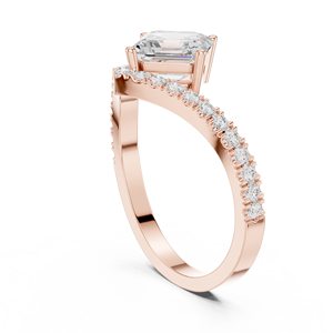 แหวนเพชรทรง Asscher แบบสี่ขา ฝังเพชรเพาะเลี้ยง ดีไซน์เรขาคณิตและสำหรับเจ้าสาว โดดเด่นไม่เหมือนใคร วงแหวนเพชรประดับเพชร  มีจำหน่ายในทองคำกุหลาบ 14k - Product Image 3