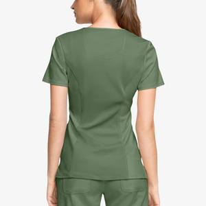 Women's Comfortable Medical <b>Scrubs</b> Jersey Female Spandex Medical Ladies Short Sleeve <b>Scrubs</b> <b>Tops</b> - Product Image 2