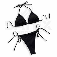 Nouvel ensemble bikini deux pièces pour femme, couleur unie, découpé, avec logo frontal, séchage rapide, respirant, écologique, grandes tailles