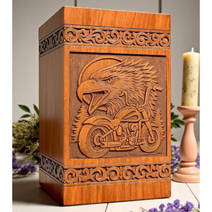 Handmade Wooden Motorcycle Urn: Custom Engraved Memorial Keepsake urn Memorial Keepsake by AYAANS - Product Image 3
