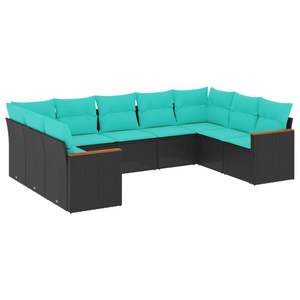 Conjunto de Sofás para Patio en Negro y Azul, Colección de Muebles Elegantes para Exteriores - Product Image 2