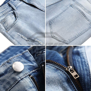 Shorts de Mezclilla para Hombre, Estilo Biker, Lavado Claro, Personalizados, OEM, de Alta Calidad, Desgastados y Rotos, Ropa Urbana - Product Image 6