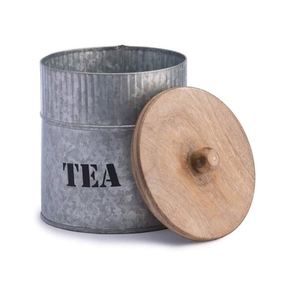 Vintage Farmhouse Galvanized Metal Kitchen Canister <b>Set</b> Of With Natural Mango Wood Lids For <b>Coffee</b> <b>Tea</b> <b>Sugar</b> <b>Coffee</b> <b>Tea</b> Storage - Product Image 3