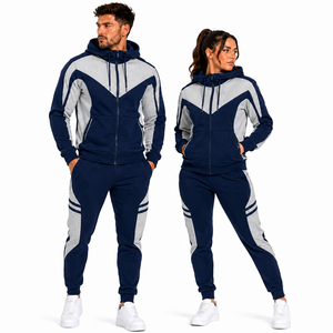 Unisex Full Zip Hoodies Jogger Sets Color Block <b>Athletic</b> Tracksuit Custom Teamwear Activewear Clothing Manufacturer - Product Image 1