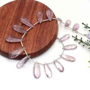 Perles de pierres précieuses en améthyste violette naturelle facettées en forme de poire, faites à la main, de qualité supérieure, brin de 8 pouces, pour la fabrication de bijoux, bracelets et colliers - Product Image 2