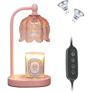 Pink Melt Wax Warmer Lamp with <b>Timer</b> Dimmer Mother's Day Gift for Mom/Wife Features 2 Bulbs for Candle Jar - Product Image 6