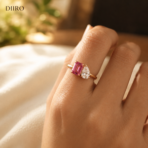 Toi Et Moi Anniversary Women <b>Ring</b> Purple Gemstone Emerald Cut Engagement <b>Ring</b> Moissanite Pear Shape <b>Diamond</b> Jewelry - Product Image 2