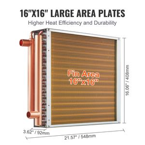 Nuovo Scambiatore di Calore a 3 File da 16"x 16" con Porte in Rame da 3/8" e 193 Alette in Alluminio per Stufe a Legna da Esterno - Componente Centrale a Piastre - Product Image 5