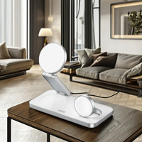 Station de charge sans fil pliable 3-en-1 GREENLEMON CH-T8 en ABS, support de charge magnétique multifonctionnel, sorties 5W-15W