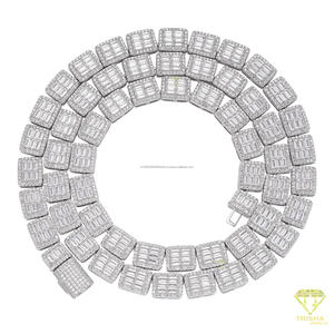 Collier chaîne tennis de luxe serti de pierres rectangulaires étincelantes, bijoux hip-hop haut de gamme pour hommes et femmes - Product Image 5