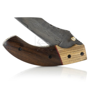 Wholesale Custom Handmade Damascus Deal DD-FK-755 Pocket Knife Rosewood Olive Wood Handle Outdoor Damascus Steel Clip Knife - Product Image 1