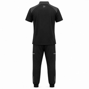 Men's Black Polyester <b>Scrub</b> <b>Set</b> With Zip Neck Top And Cargo Pants For Hospital Use - Product Image 3