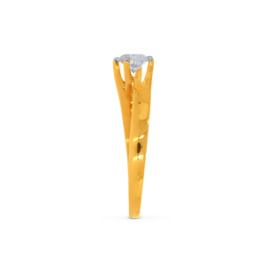 Anillo Solitario de Oro Amarillo de 18K, Anillo de Compromiso de Lujo con Diamante Redondo Brillante en Oro Amarillo de 18K para Mujer - Product Image 4