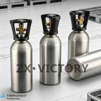 Cilindro de CO2 de Aluminio ZX de 0.3L 57L TPED, Botella de Gas Vacía de Grado Alimenticio, Directo de Fábrica, OEM, ODM, Logotipo Personalizado para Bebidas y Refrescos