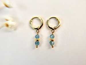 Hermosos y Elegantes Pendientes de Plata 925 con Aguamarina, Aros Huggie con Gema Azul, Pendientes Colgantes para Mujer, Piedra de Nacimiento de Marzo - Product Image 1