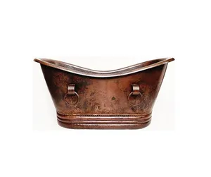 Baignoire en cuivre au design moderne pour salles de bain ouvertes, créant une ambiance spa dans la décoration intérieure, selon les tendances esthétiques actuelles. Modèle autoportant. - Product Image 6