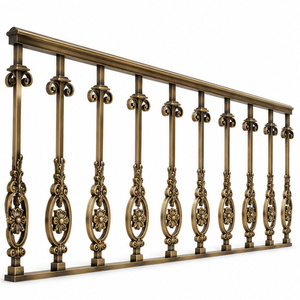 Dekorative Schriftrollen-Geländerbalustrade mit ovalen Filigran-Paneelen und geschwungenen quadratischen Stangendetails für Luxushotels und Villen - Product Image 3